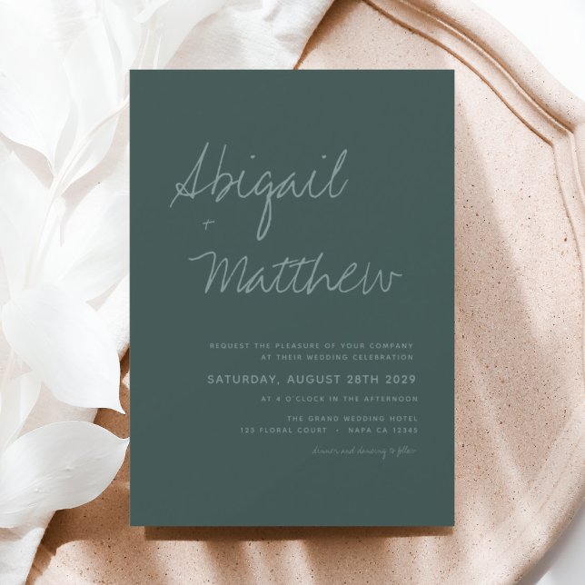 Budget Emerald Green Simple Wedding Invitation (Creator Uploaded)