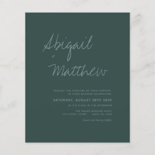 Budget Emerald Green Simple Wedding Invitation Fly Flyer