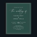 Budget Emerald Green Wedding Invitation  Flyer<br><div class="desc">This modern wedding card has a warm, minimalist design. The front features a lively script text above your first names and date. On the back, we've set the background as transparent, so that the colour of the paper will serve as the base colour. You can choose a colour for the...</div>