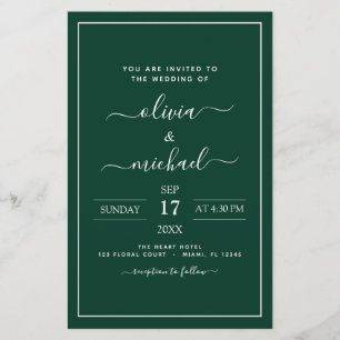 Budget Emerald Green Wedding Modern Typography
