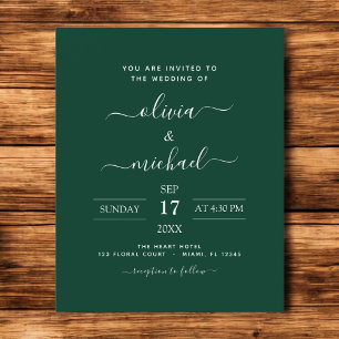 Budget Emerald Green Wedding Modern Typography
