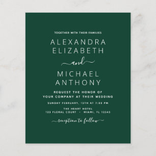 Budget Emerald Green Wedding Modern Typography
