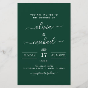 Budget Emerald Green Wedding Modern Typography