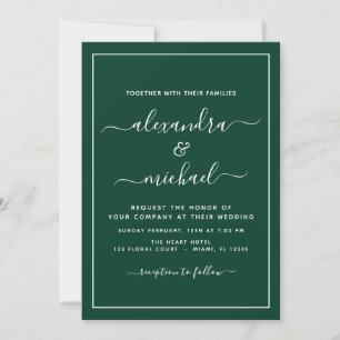 Budget Emerald Green Wedding with Photo Invitation