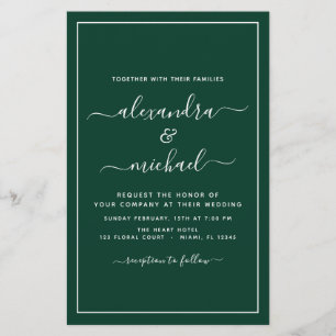 Budget Emerald Green Wedding with Photo Invitation