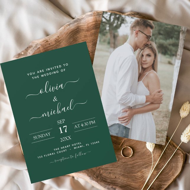Budget Emerald Green Wedding with Photo Invitation (Creator Uploaded)