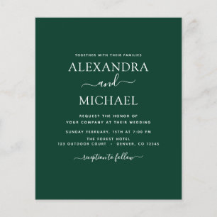 Budget Emerald Green Wedding with Photo Invitation Flyer