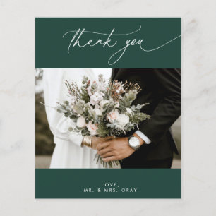 BUDGET Emerald Wedding Photo Thank You Card