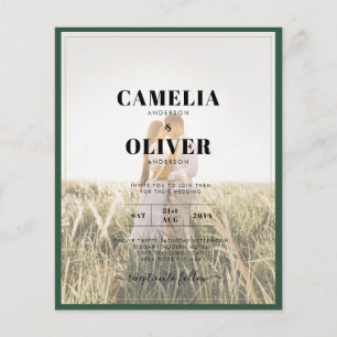 BUDGET EmeraldGreen Gold Gypsophila Wedding INVITE Flyer