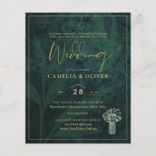 BUDGET EmeraldGreen Gold Gypsophila Wedding INVITE Flyer