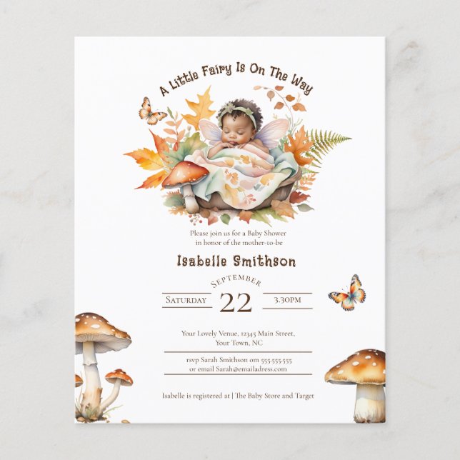 Budget Enchanted Autumn Woodland Baby Shower  (Front)