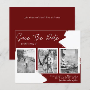 BUDGET Engagement Photo SAVE the DATE Burgundy