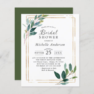 Budget Eucaliptus Gold Bridal Shower Invitation