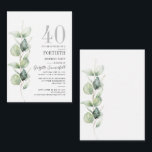 Budget Eucalyptus 40th Birthday Party Invitation<br><div class="desc">It could be a surprise party or another special decade achieved. This 40th birthday party invitation featuring eucalyptus greenery design with modern popular typography can easily be edited to suit any birthday or anniversary celebration. You can change the wording, birthday details and the background colour by clicking the "Personalise" button...</div>