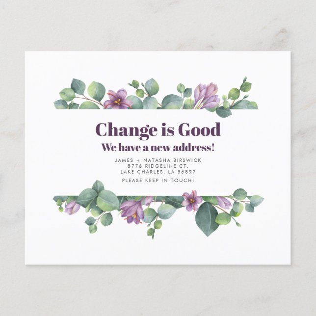 Budget Eucalyptus Address Change Announcement (Front)