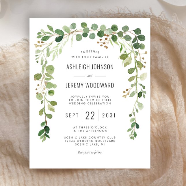 Budget Eucalyptus Arch Wedding Invitation (Creator Uploaded)