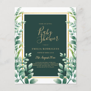 BUDGET Eucalyptus BABY SHOWER GOLD QR CODE INVITE  Flyer