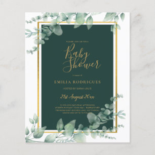 BUDGET Eucalyptus BABY SHOWER GOLD QR CODE INVITE  Flyer