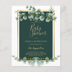 BUDGET Eucalyptus BABY SHOWER GOLD QR CODE INVITE  Flyer