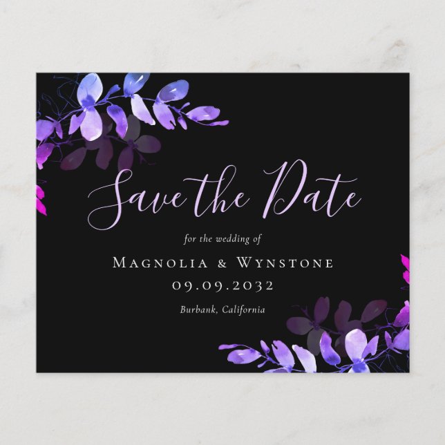 BUDGET Eucalyptus Black Wedding Save The Date (Front)