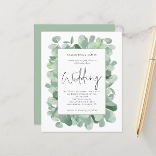 Budget Eucalyptus Border Wedding Invitation