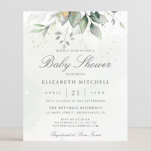 Budget Eucalyptus Botanical Baby Shower Invitation