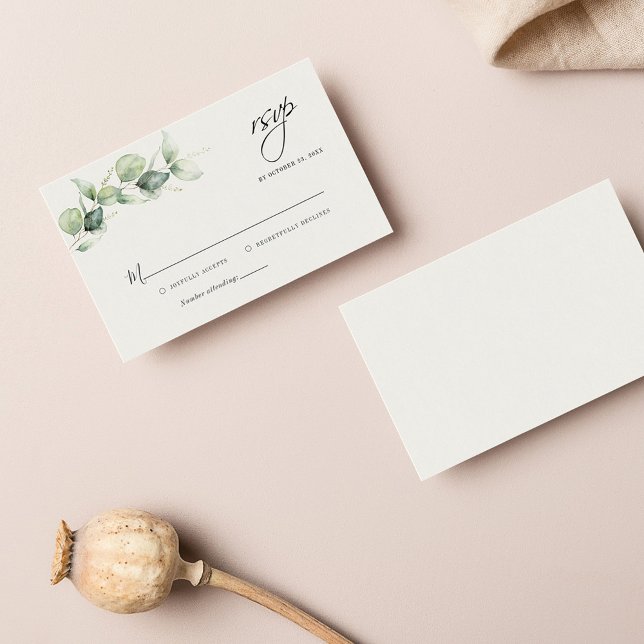Budget Eucalyptus Botanical Wedding RSVP Card (Creator Uploaded)