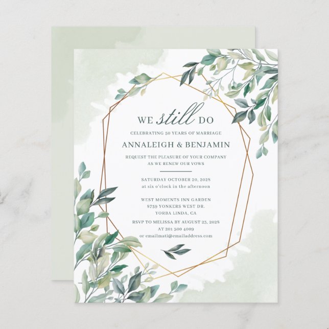Budget Eucalyptus Botanical Wedding Vow Renewal (Front/Back)