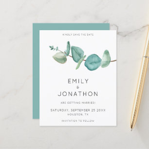 Budget Eucalyptus Branch Blue Save The Date
