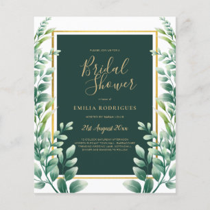 BUDGET Eucalyptus BRIDAL SHOWER Greenery Gold QR C Flyer