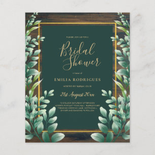 BUDGET Eucalyptus BRIDAL SHOWER Greenery Gold QR F Flyer