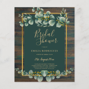 BUDGET Eucalyptus BRIDAL SHOWER Greenery Gold QR F Flyer
