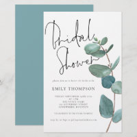 Budget Eucalyptus Bridal Shower Larger Invitation