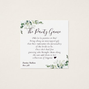 BUDGET Eucalyptus Bridal Shower Panty Game Card