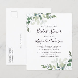 Budget Eucalyptus Bridal Shower Postcard Invite