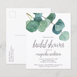 Budget Eucalyptus Bridal Shower Postcard Invite