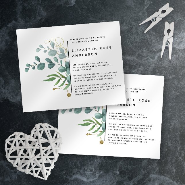 BUDGET Eucalyptus Celebration of Life Invitation (Creator Uploaded)