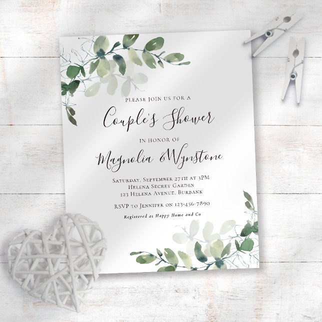 Budget Eucalyptus Couple's Shower Invitation (Creator Uploaded)