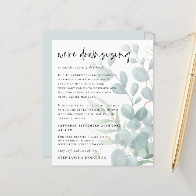 Budget Eucalyptus Downsize Livestream Wedding (Front/Back In Situ)