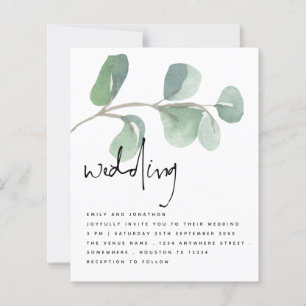 BUDGET Eucalyptus Elegant Script Wedding Invite