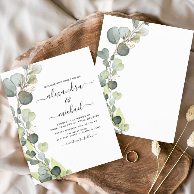 Budget Eucalyptus Elegant Wedding Invitation (Creator Uploaded)