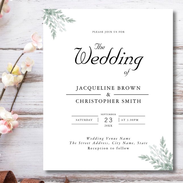 Budget Eucalyptus Elegant Wedding Invitation Flyer (Creator Uploaded)