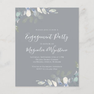 Budget Eucalyptus Engagement Party Invitation