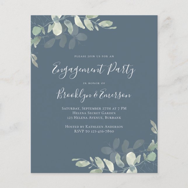 Budget Eucalyptus Engagement Party Invitation (Front)