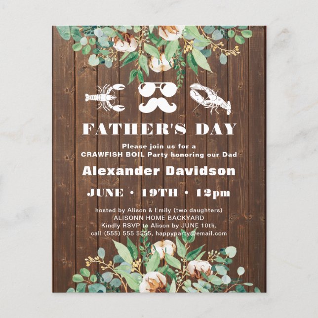 BUDGET Eucalyptus Father's Day Party Invitation (Front)