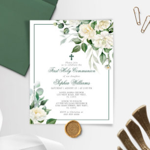Budget Eucalyptus First Holy Communion Invitation