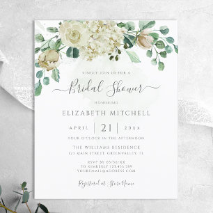 Budget Eucalyptus Floral Bridal Shower Invitation