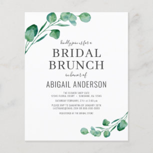 Budget Eucalyptus Foliage Bridal Brunch Invitation Flyer