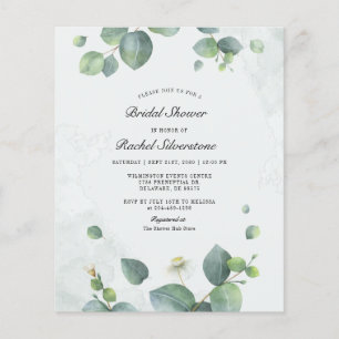 Budget Eucalyptus Foliage Bridal Shower Invitation Flyer