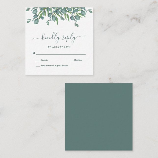 Budget Eucalyptus Foliage Leaves Wedding RSVP Card (Front/Back)